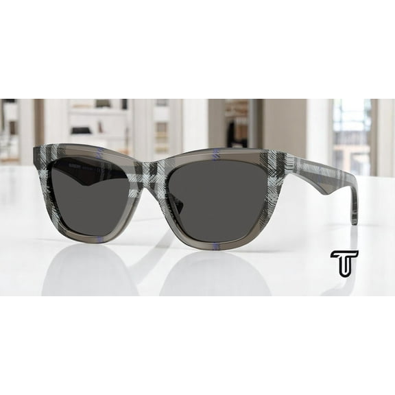 BURBERRY BE4435 414787 Check Lichen Dark Grey 53 mm Women's Sunglasses