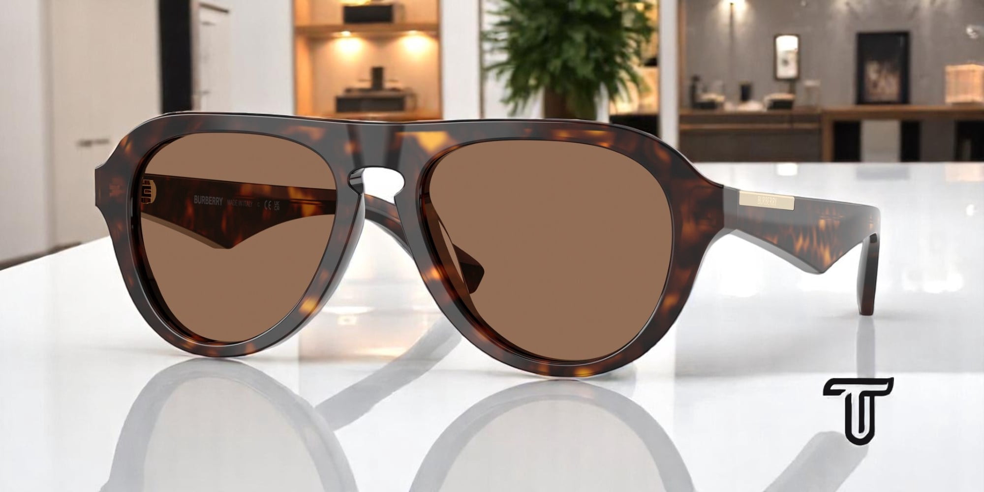 BURBERRY BE4437U 300273 Dark Havana Dark Brown 55 mm Men's Sunglasses