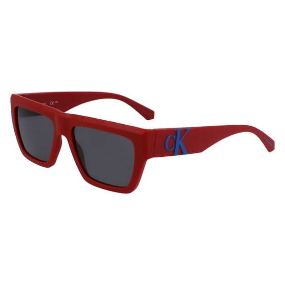 New CALVIN KLEIN JEANS CKJ-23653S 600 Matte Red Sunglasses with Grey Lenses