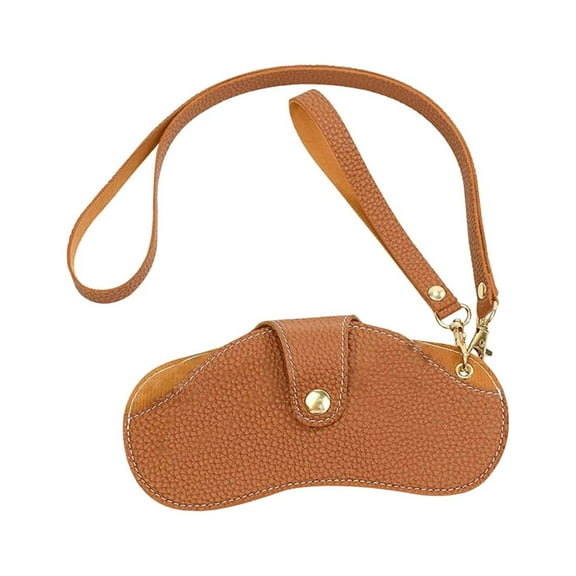 Sunglasses Case Eyeglass Bag Trendy with Detachable Handle Strap Neck Strap Portable Glasses Case Holder Eyewear Sleeve for Office Hiking Brown