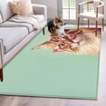 thumbnail image 1 of Sunglasses Cat Area Rugs 3x5 ft Retro Funny Cat Green Background Washable Rug Non Slip Indoor Carpet Absorbent Floor Mat for Living Room Bedroom Dining Room, 1 of 9