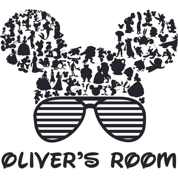Sunglasses Character Cartoon Design Customized Name Wall Decal -Custom Vinyl Wall Art - Personalized Name - Baby Girl Boy Kids Bedroom Wall Decal Room Decor Sticker Decoration Size (40x35 inch)