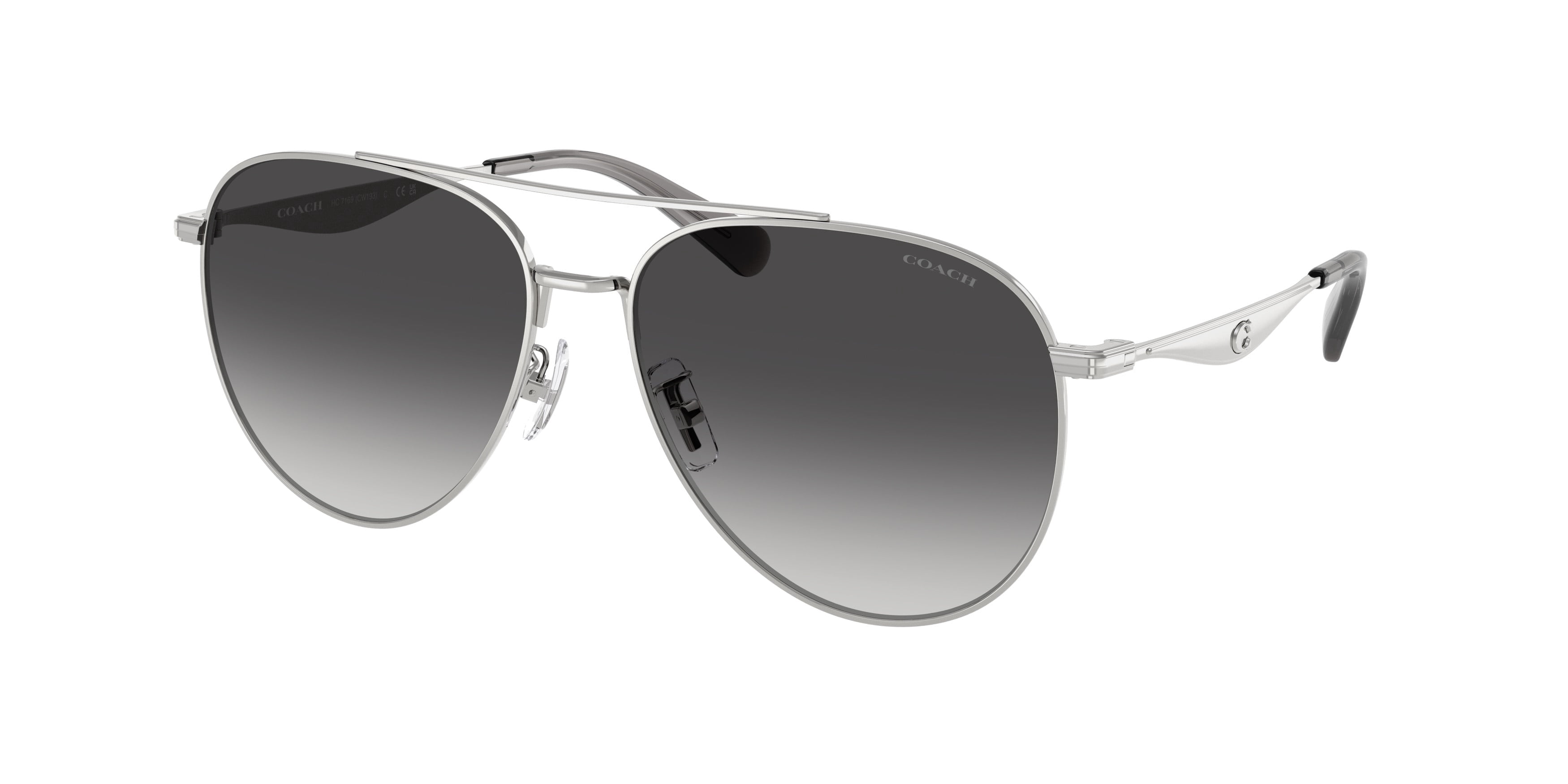COACH ~ Women’s Aviator Sunglasses Silver Frame with Gray/Purple Gradient Lenses Coach Silver Aviator Sunglasses for Women for sale | eBay main image 4