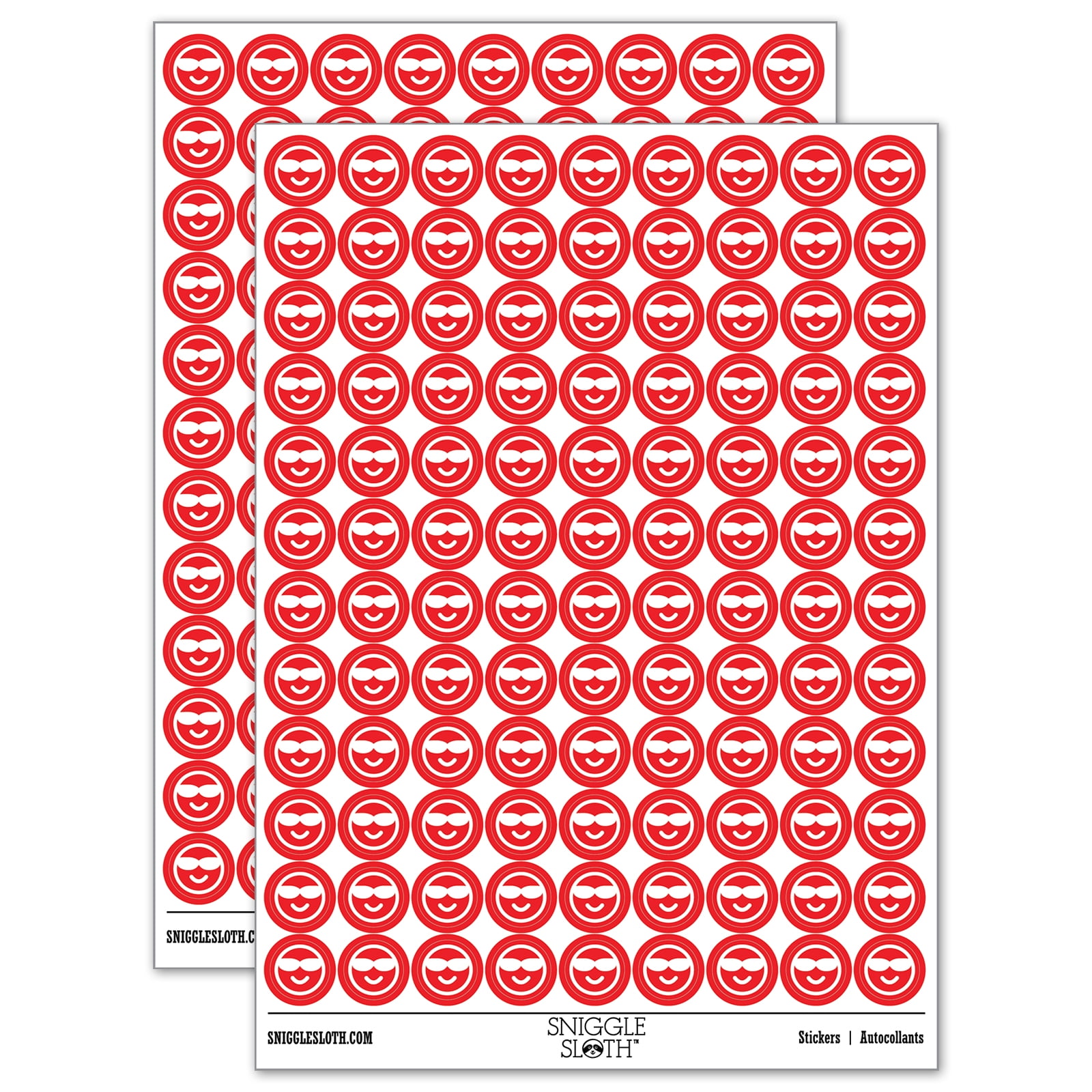 Sunglasses Cool Smile Happy Emoticon 200+ Round Stickers - Red - Matte ...