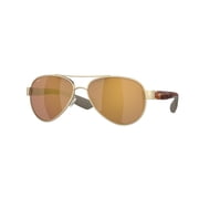 Costa Del Mar Polarized Sunglasses Womens - Loreto Aviator Designer Sunglasses for Women with 100% UV Protection - Size 56 - Brushed Gold/Gold Mirror 580G