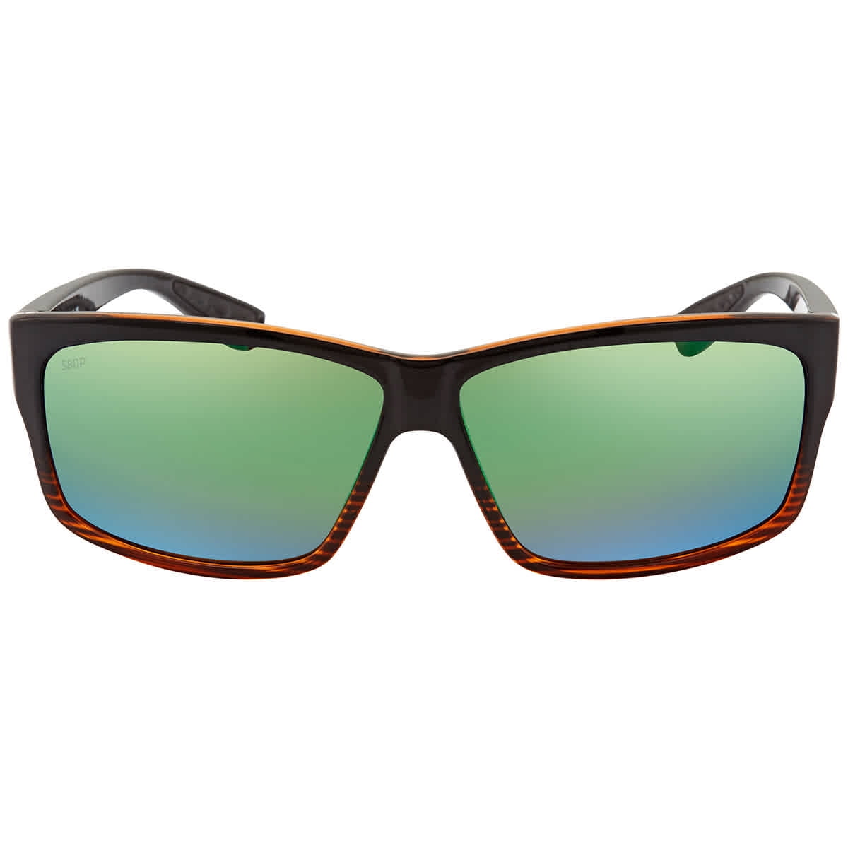 Costa Del Mar Men's Cut Polarized Rectangular Sunglasses, Coconut Fade/Grey  Blue Mirrored Polarized-580G, 60 mm 