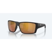 Costa Del Mar Sunglasses for Men - Reefton PRO Mens Polarized Sunglasses - Fishing, Boating & Beach UV Protection - Size 63 - Matte Black/Gold Mirror 580G