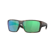 Costa Del Mar Sunglasses for Men - Reefton PRO Mens Polarized Sunglasses - Fishing, Boating & Beach UV Protection - Size 63 - Matte Tortoise/Green Mirror 580G