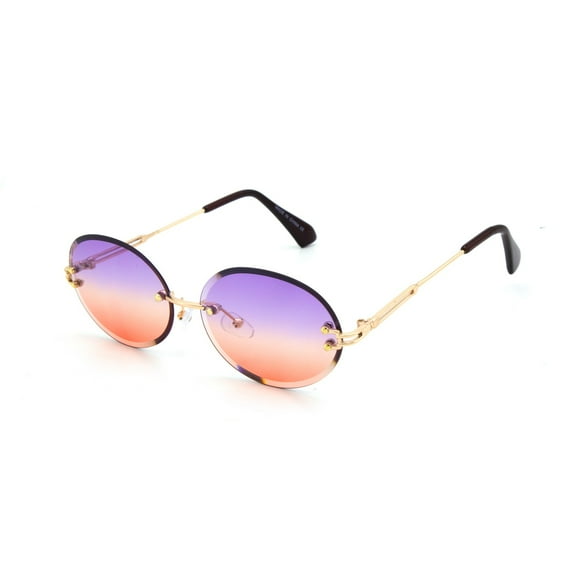 Sunglasses Diamond Cut Rimless Sunglasses Purple Pink