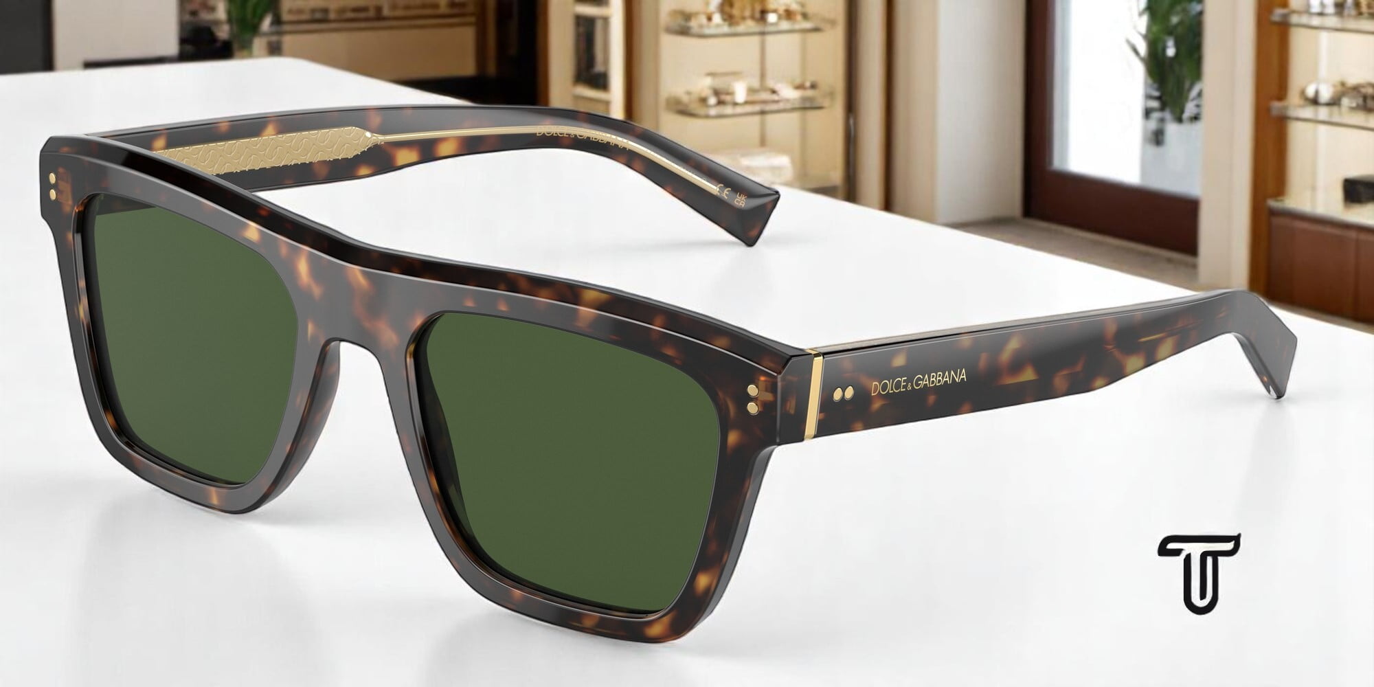 DOLCE & GABBANA DG4420F 502 71 Havana Dark Green 52 mm Men's Sunglasses