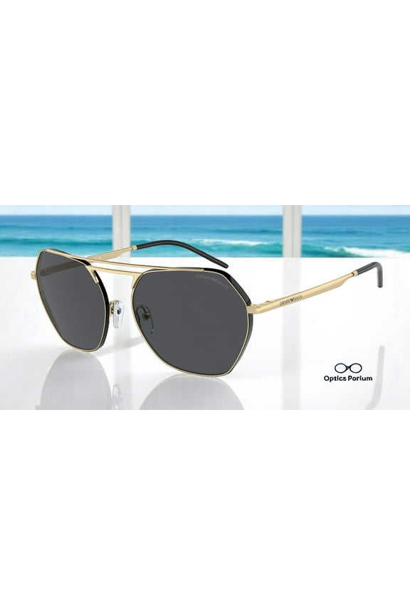 EA2148 301387 Shiny Pale Gold Dark Grey 56 mm Women's Sunglasses