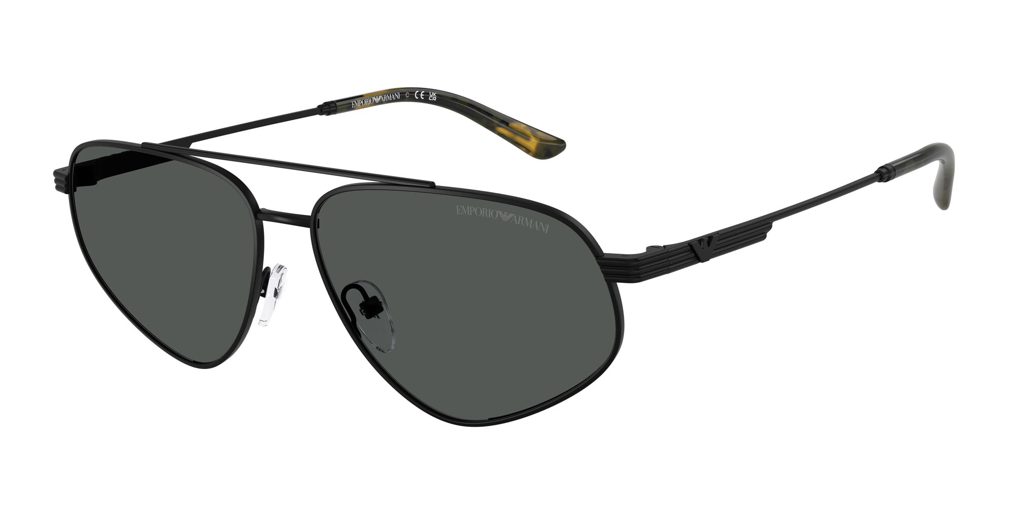 Emporio Armani EA 2156 300187 Matte Black Metal Pilot Sunglasses Grey Lens Emporio Armani EA2156 300187 • EyeWearThese.com main image 2