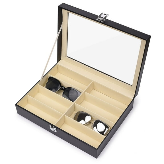 Sunglasses Eyeglass Organizer 8 Slots PU Leather Eyewear Storage Box