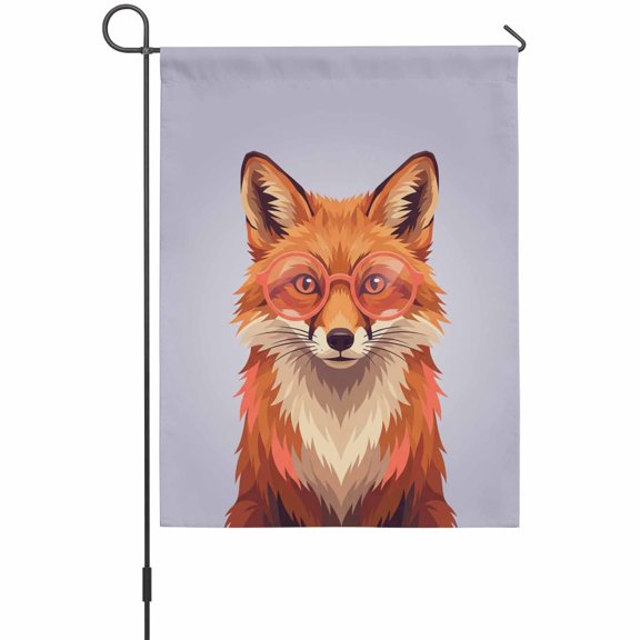 Sunglasses Fox Garden Flag 12x18 Inch Retro Funny Fox Purple Background Double Sided Outdoor Garden Flags Welcome House Flag Decorative Yard Flags for Outside Holiday Decoration