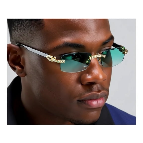 Sunglasses Green Lens Luxury Fashion Model Hip Hop Design