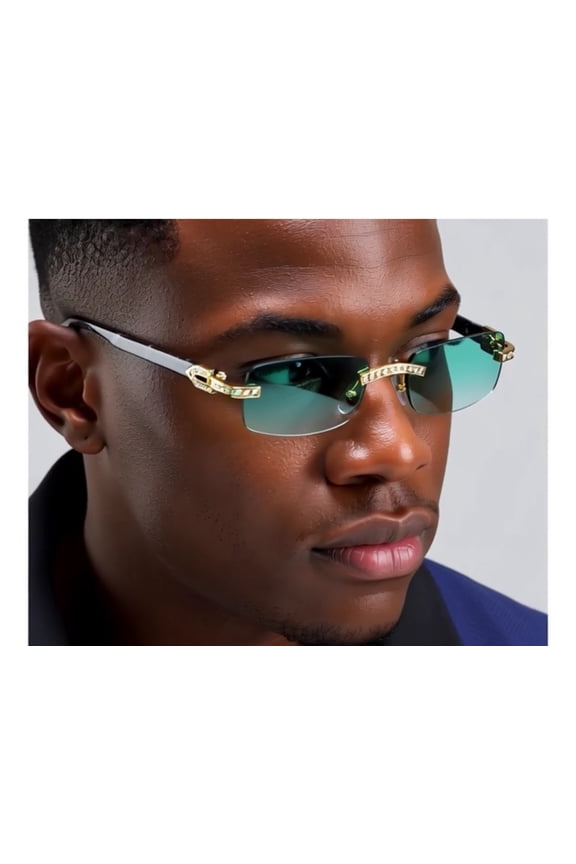 Sunglasses Green Lens Luxury Fashion Model Hip Hop Design