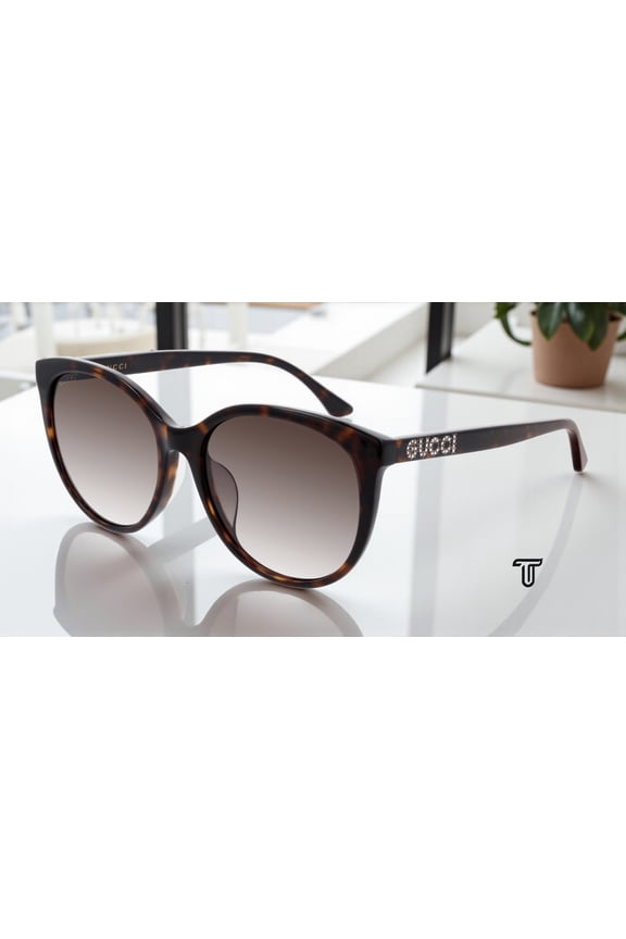 GG0729SA 002 Havana Dark Brown Round Oval Panthos 56 mm Women's Sunglasses
