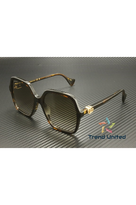 GG1072SA 002 Rectangular Squared Havana Brown 56 mm Women's Sunglasses