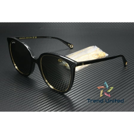 GUCCI GG1076S 001 Round Oval Panthos Acetate Black Grey 56 mm Women's Sunglasses