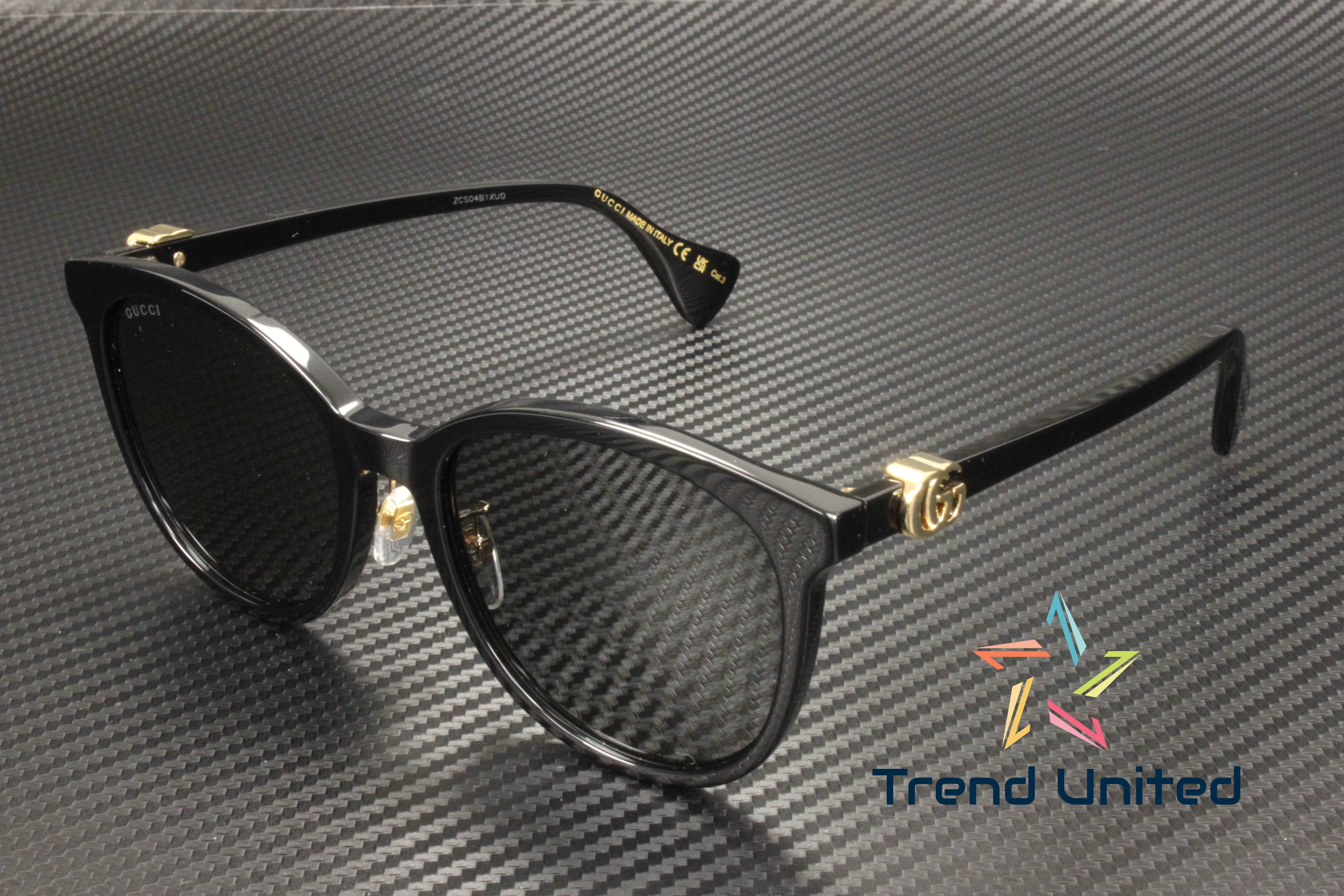 GUCCI GG1180SK 002 Round Oval Panthos Black Grey 56 mm Women's Sunglasses