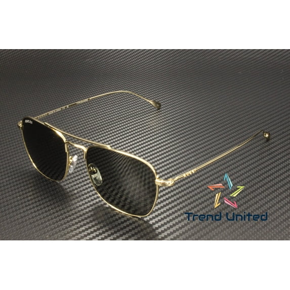 GUCCI GG1183S 001 Rectangular Squared Metal Gold Grey 53 mm Men's Sunglasses