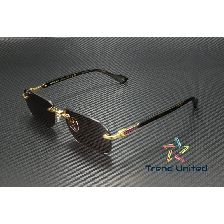 GUCCI GG1221S 002 Rectangular Metal Gold Havana Brown 56 mm