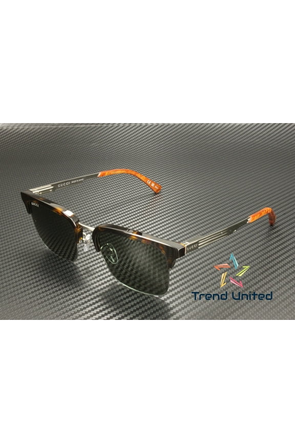 GG1226S 003 Squared Acetate Havana Silver Green 53 mm Men's Sunglasses