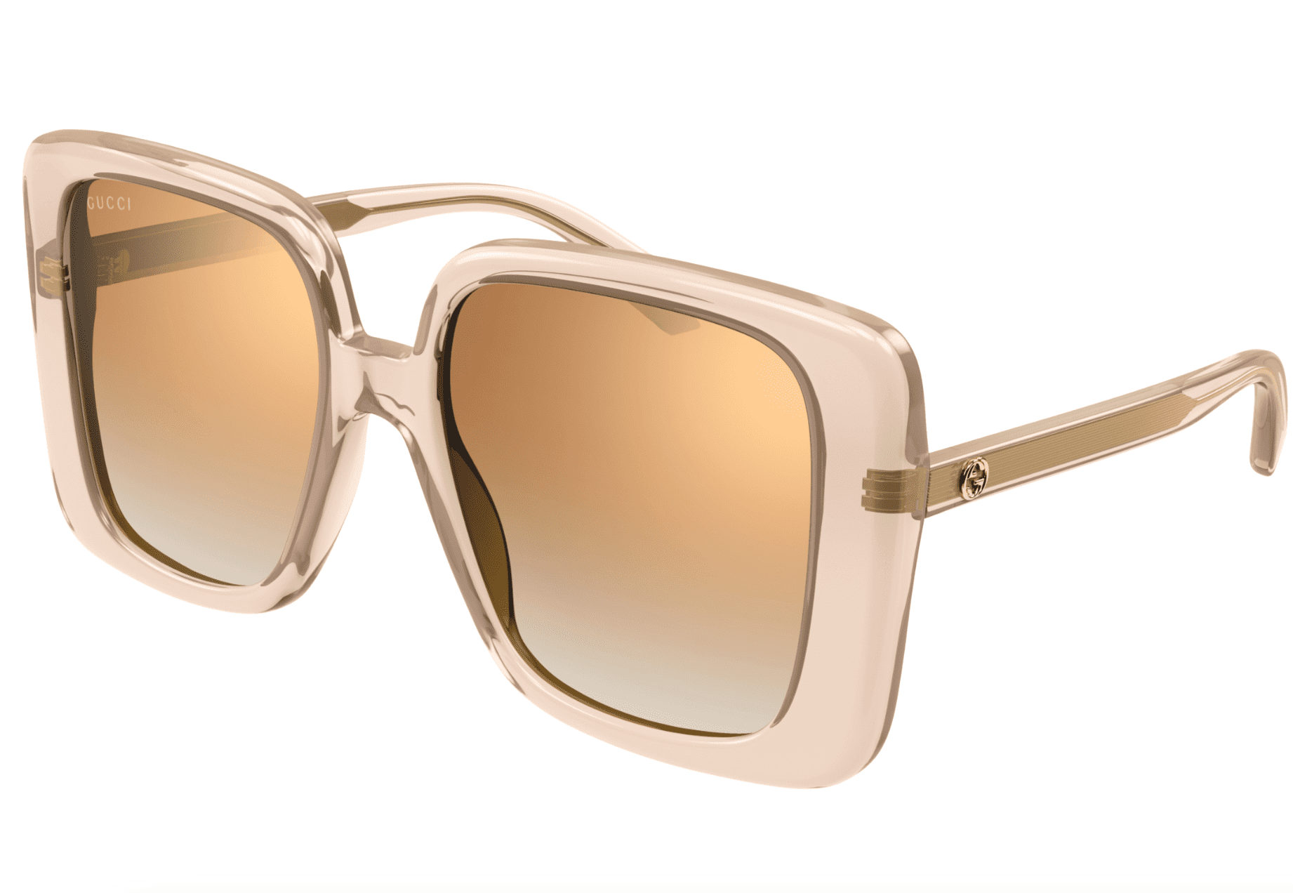 Gucci GG1314S-005 Chic Oversized Square Sunglasses with Gradient Gold Mirror Len for Womens