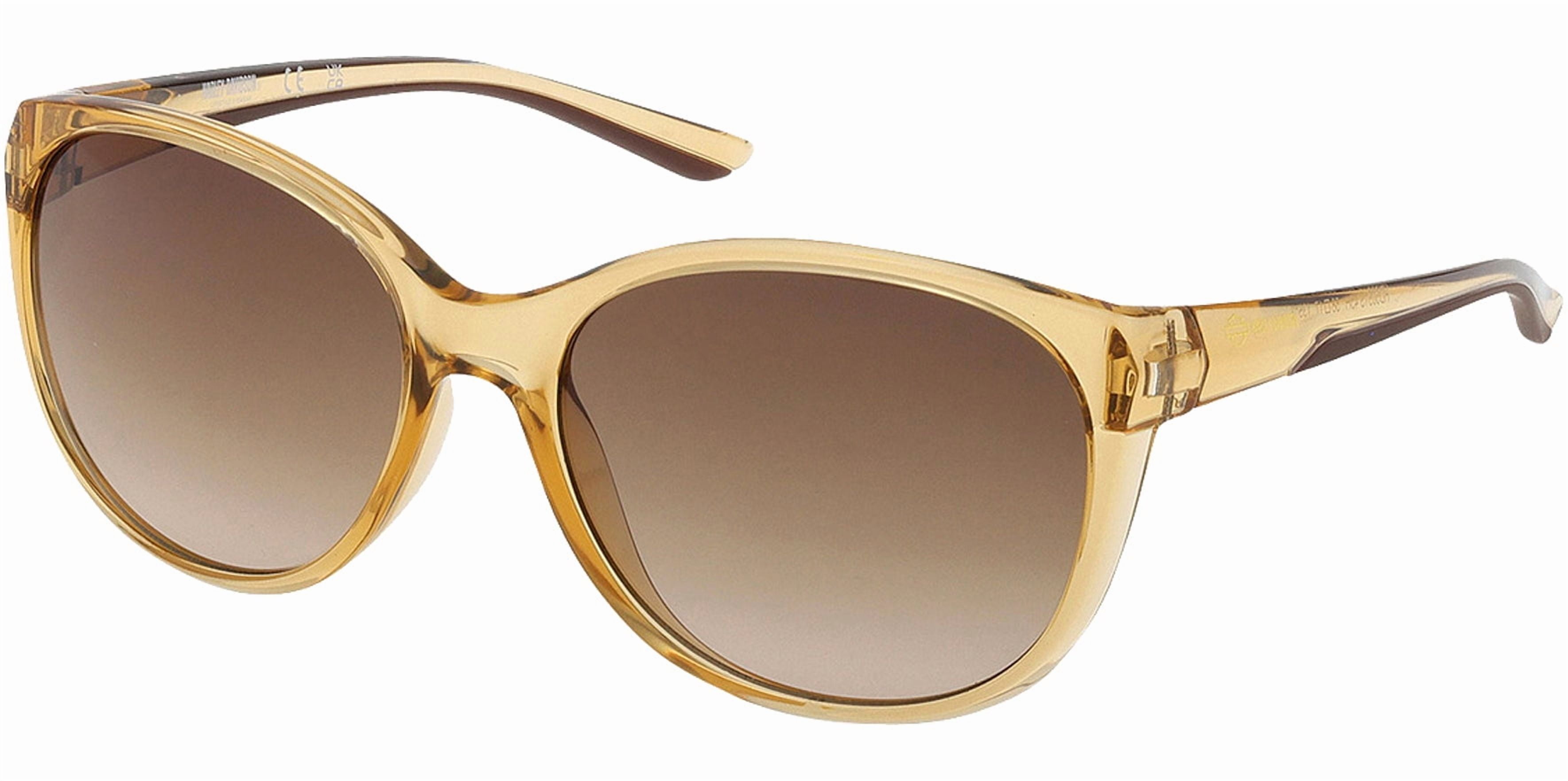 Harley Davidson Women's Shiny Light Brown Rounded Sunglasses with Gradient Lens - HD5051S-45H-58