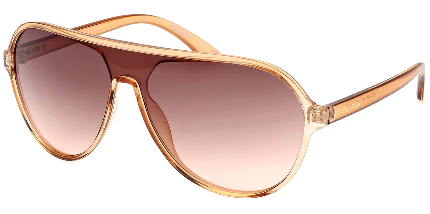 Harley-Davidson Women's Shiny Light Light Brown Pilot Shield Sunglasses w/ Gradient Lens - HD5059S-45F-00
