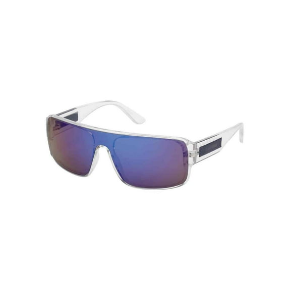 Harley-Davidson Men's Fashion Shield Sunglasses, Clear Frame/Blue Mirror Lens, Harley Davidson