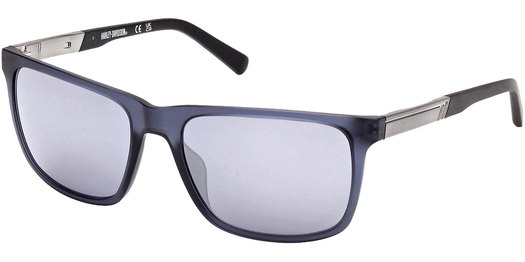Harley Davidson Men's Translucent Matte Blue Square Sunglasses with Mirror Lens - HD00020 85X