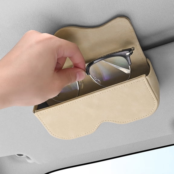 Sunglasses Holder for Car Sun Visor, Leather Auto Eyeglasses Storage Case with Hidden Closure, Protective Glasses Organizer Box, Vehicle Visor Accessories for Woman Man