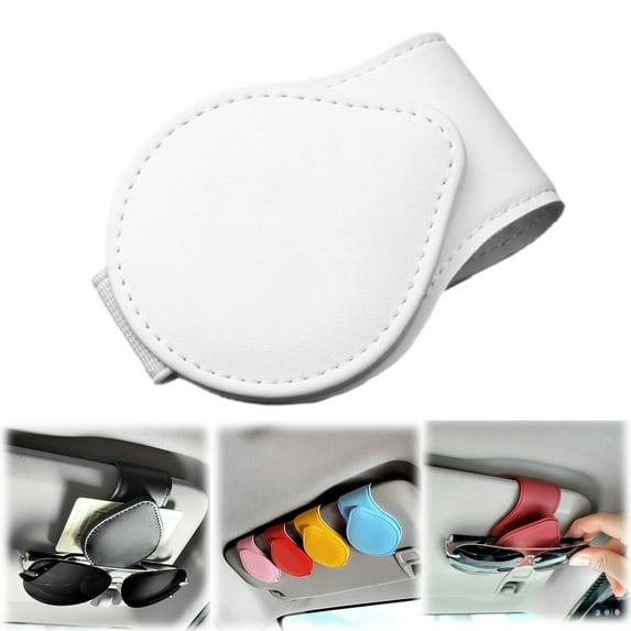 Sunglasses Holder for Car Visor, Magnetic Leather Auto Eyeglass Hanger Clip, Visor Ticket Card Clip Eyeglasses Mount, Universal Interior Visor Car Accessories Gadgets (Grey) 1.77x3.54"