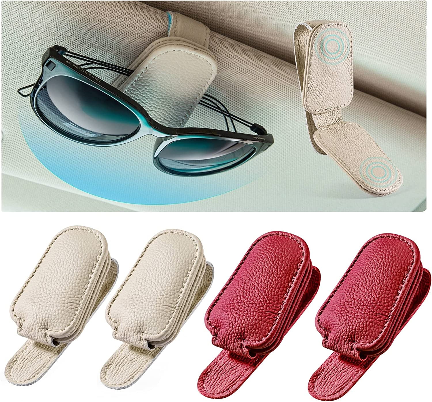Generisch Visor Sunglass Case - Leather Eyeglass Hanger Case