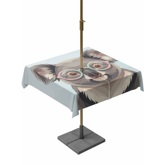 Sunglasses Koala Square Outdoor Tablecloth with Umbrella Hole Retro Funny Koala Blue Background 54x54 Inch Waterproof Table Cover Zippered Table Cloth for Garden Patio