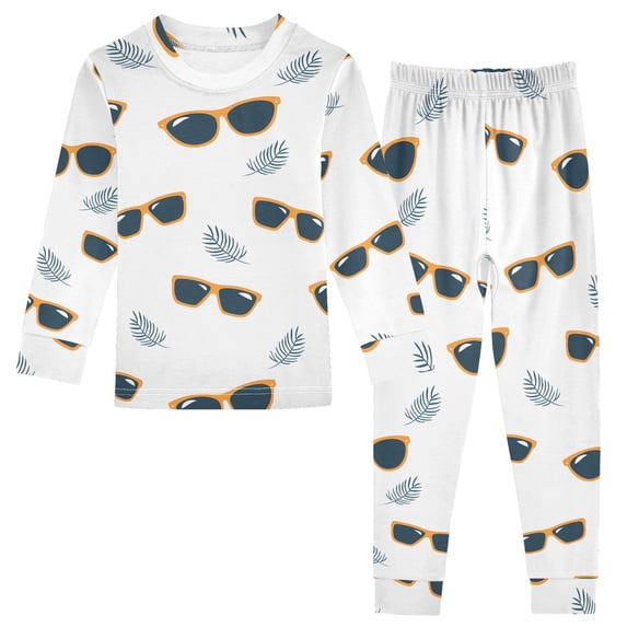 Sunglasses Leaf Pattern Cotton Pajamas 2 Piece Set Sleepwear Soft and Comfortable Homewear Nightwear