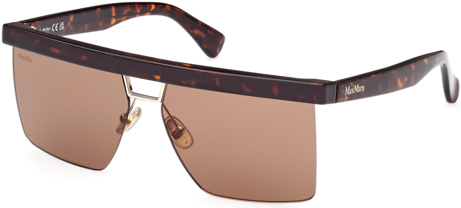 Max Mara MM0072 52E Sunglasses Dark Havana Square Frame, Brown Lenses Max Mara Sunglasses MM0072 52E Brown Browline Half Rim  main image 2
