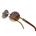 thumbnail image 1 of Sunglasses Men Hip Hop Diamond Rimless Gold Shades Brown Lens, 1 of 4