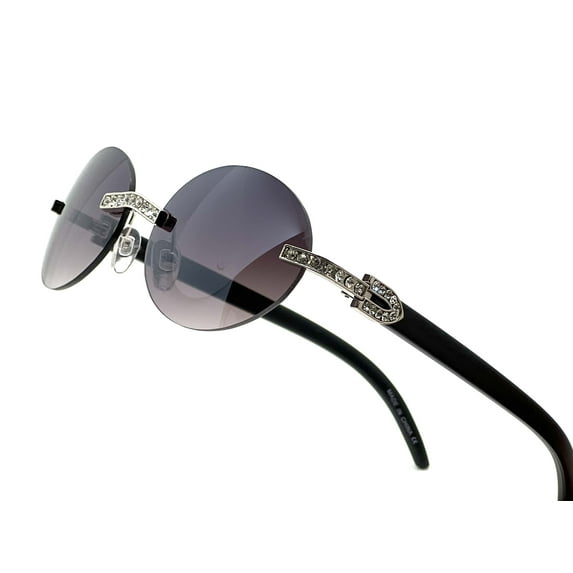 Sunglasses Men Hip Hop Diamond Rimless Shades Clear Lens