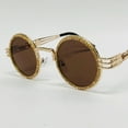 thumbnail image 1 of Sunglasses Men Hip Hop Shades Round Gold Metal Diamond Bling Brown, 1 of 1