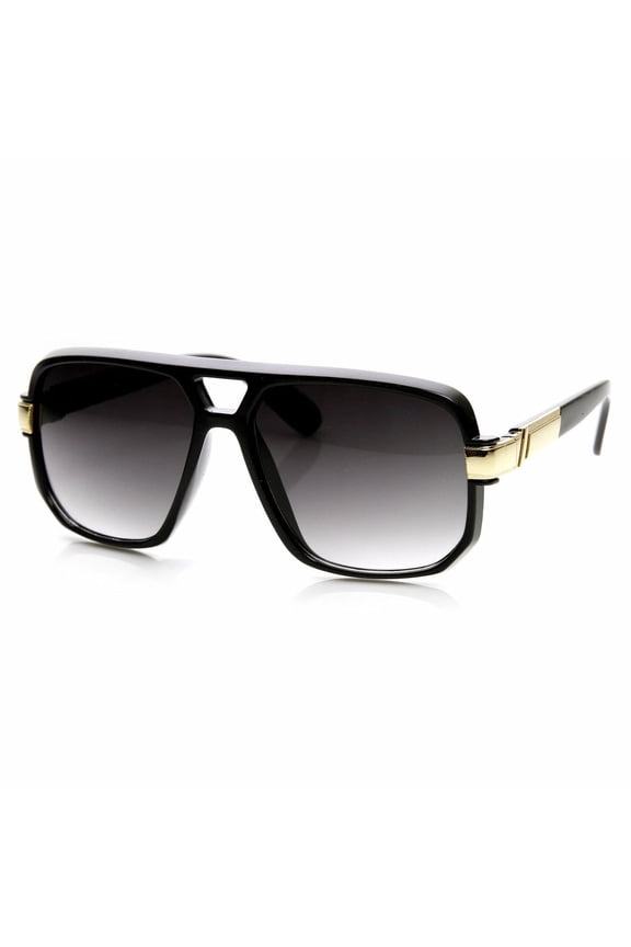 Sunglasses Men Square Aviator Style Gold Frame Shades Hip Hop Shades Black Lens