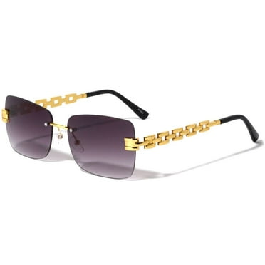 Sunglasses Men Square Aviator Style Gold Silver Frame Shades Hip Hop Shades Black Lens
