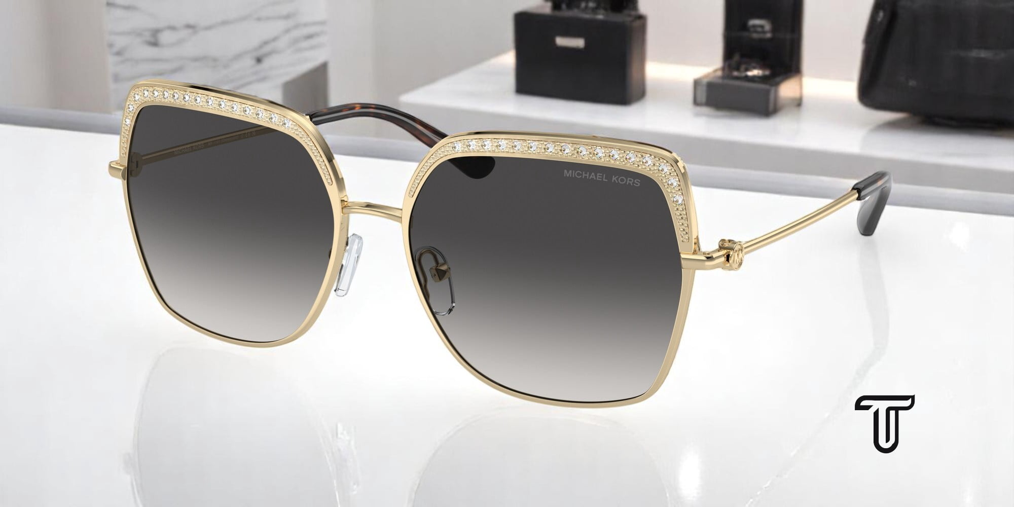 MICHAEL KORS MK1141 10188G Greenpoint Light Gold Grey 57 mm