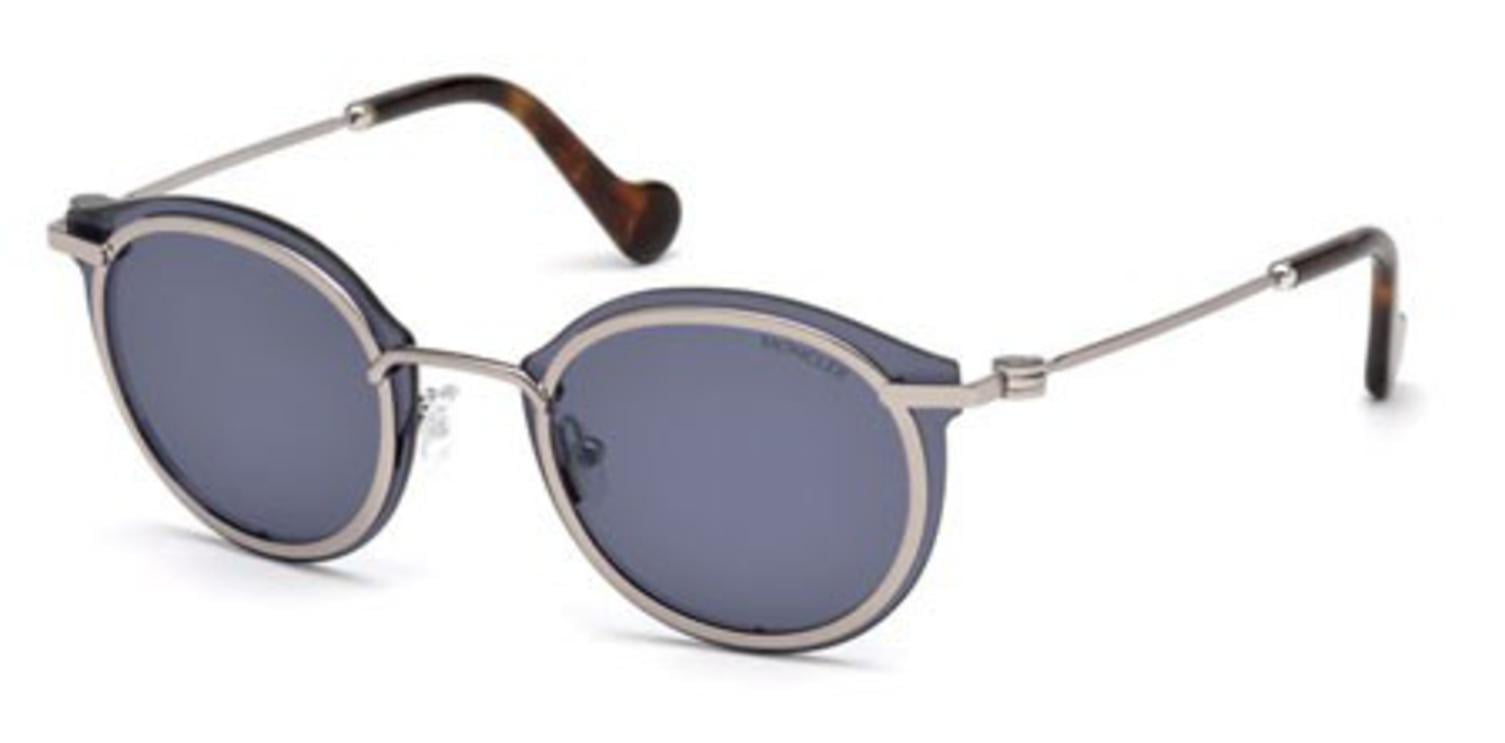 Sunglasses Moncler ML 0018 14V Shiny Light Ruthenium Blue