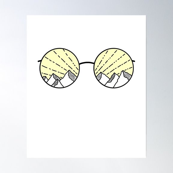 Sunglasses Mountain Travel | Gift | Summit | Present | Mother Earth Poster Wall Art, Modern Wall Decor, 24x36 UNFRAMED