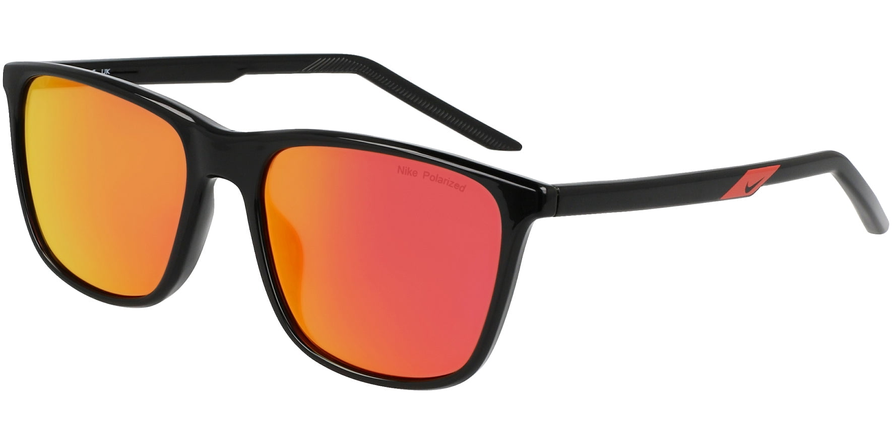 Nike State Polarized Black Square Unisex Sunglasses with Mirror