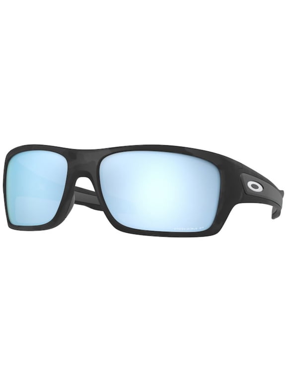 Sunglasses for Men - OO9263 Turbine Rectangular Polarized Sunglasses with Oakley PRIZM Lenses - Matte Black Camo/PRIZM Deep Water Polarized - Size 63