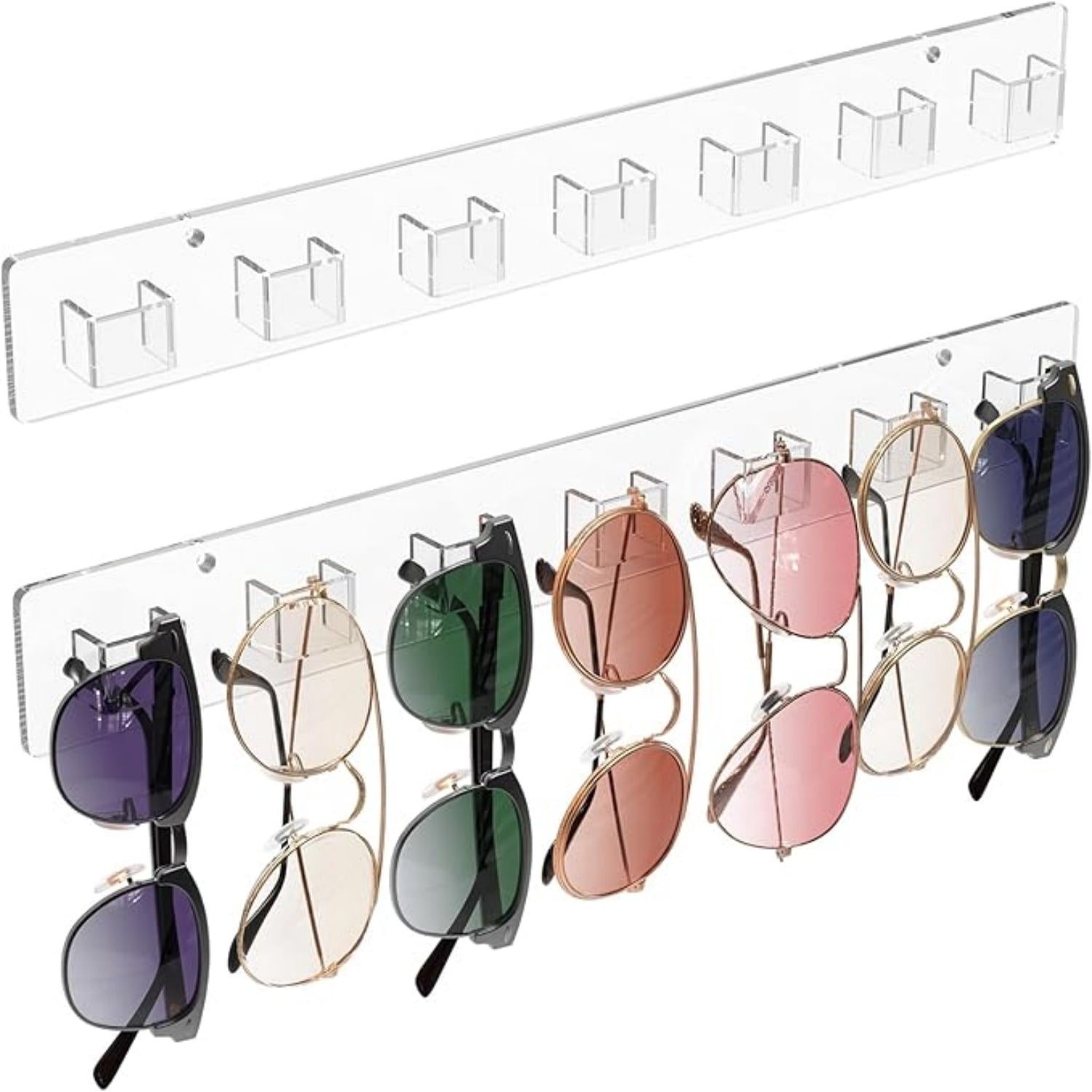 Sunglasses Organizer Clear Eyeglasses Display stand Eyeglasses Storage 14 Pairs 2 Pcs Eyeglasses Display Stand Acrylic Sunglasses Holder  main image 2
