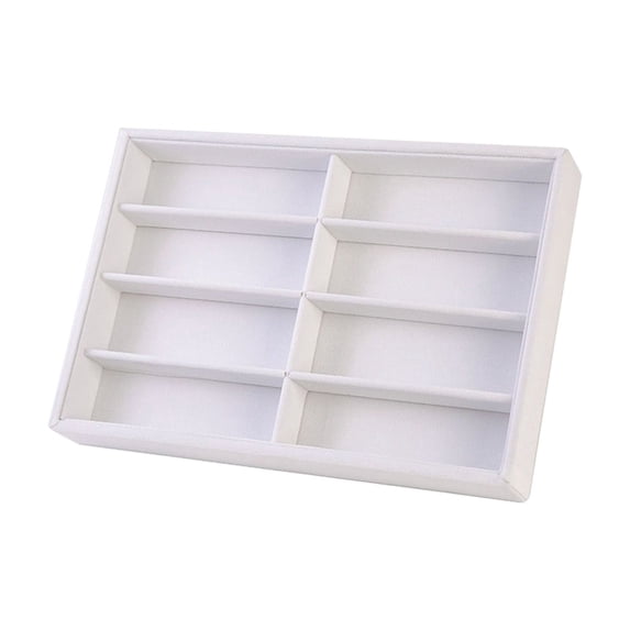 Sunglasses Organizer,8 Compartment Eyewear Storage Display Stackable Holder Tray for Dormroom Closet Bedroom,White